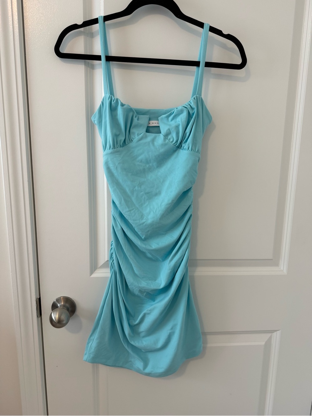 Susana Monaco Aqua Blue Ruched Mini Dress